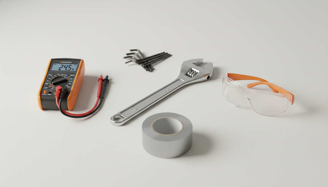 HVAC tools ready for a boiler repair diagnosis