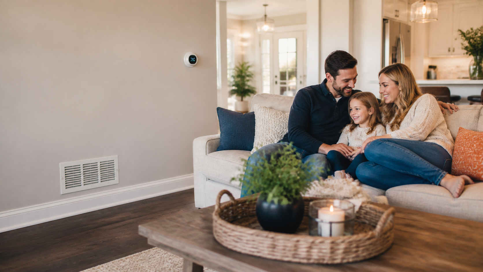 Comfortable home cooling during an HVAC service conversation